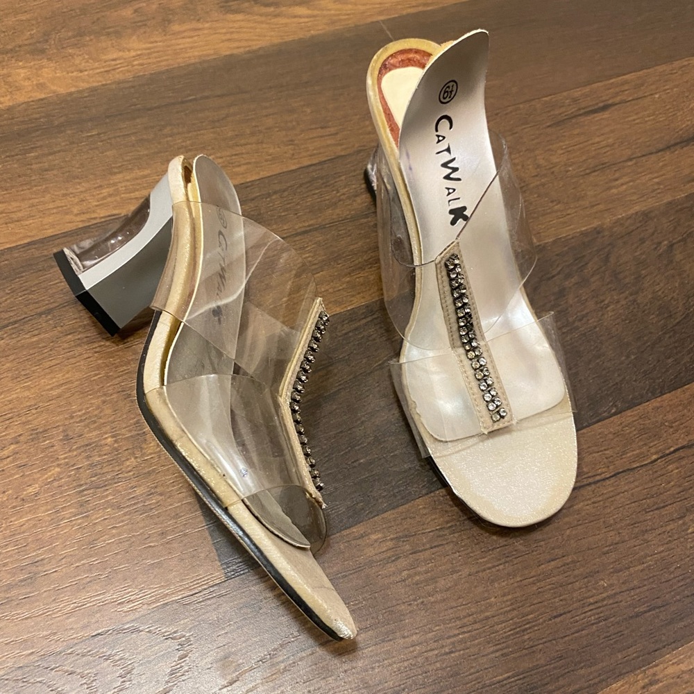 CatWalk Clear Mule Heels